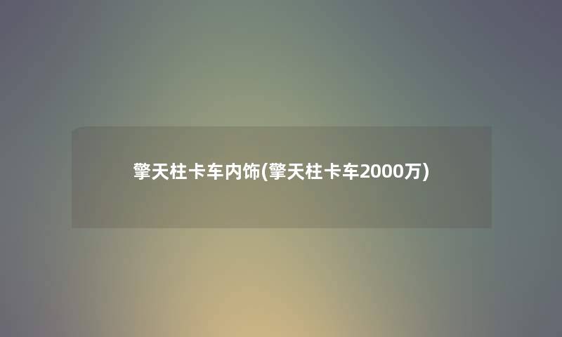 擎天柱卡车内饰(擎天柱卡车2000万)