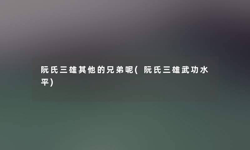 阮氏三雄其他的兄弟呢(阮氏三雄武功水平)