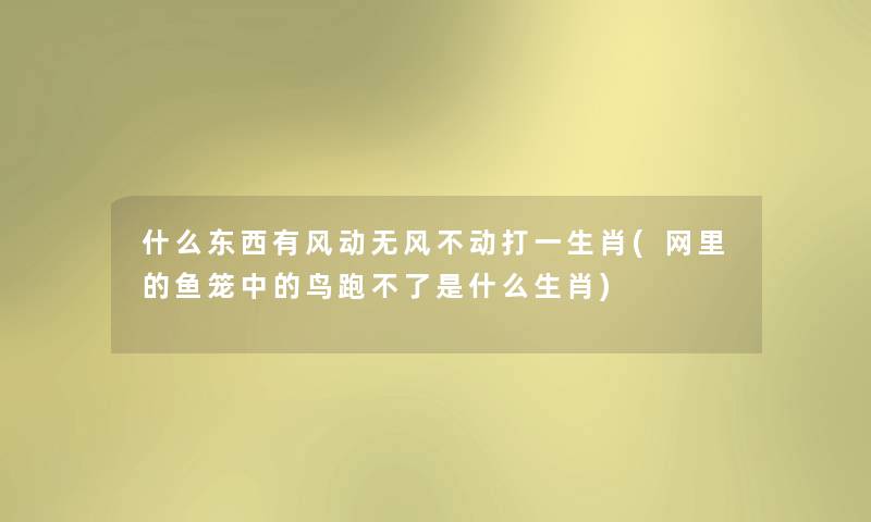 什么东西有风动无风不动打一生肖(网里的鱼笼中的鸟跑不了是什么生肖)