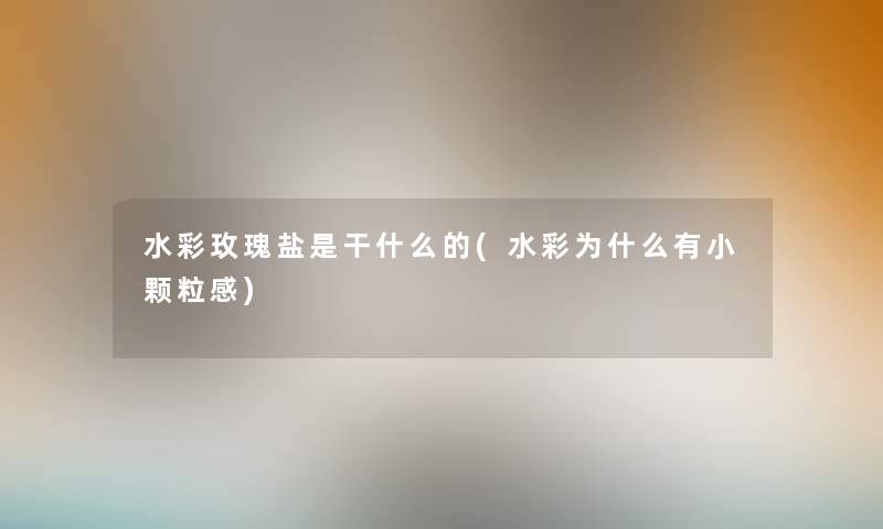 水彩玫瑰盐是干什么的(水彩为什么有小颗粒感)