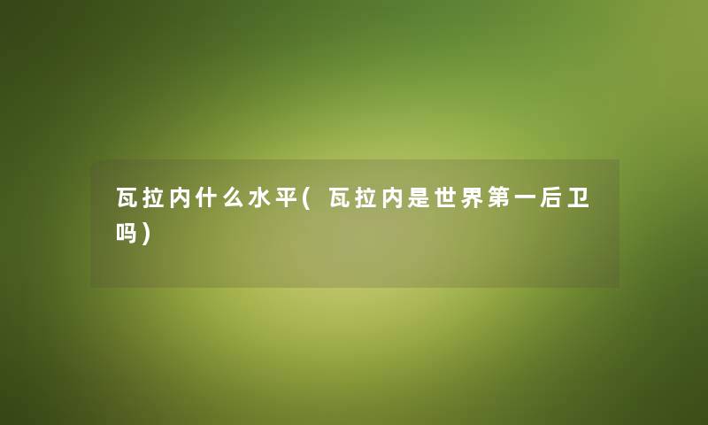 瓦拉内什么水平(瓦拉内是世界第一后卫吗)