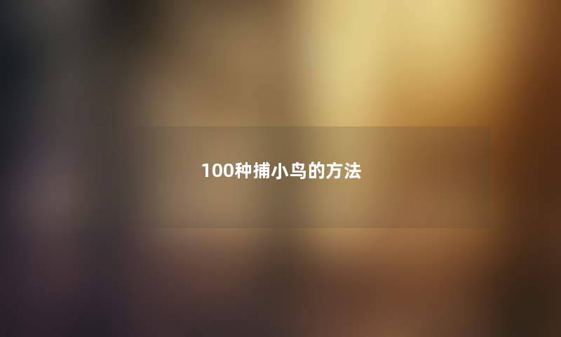 100种捕小鸟的方法