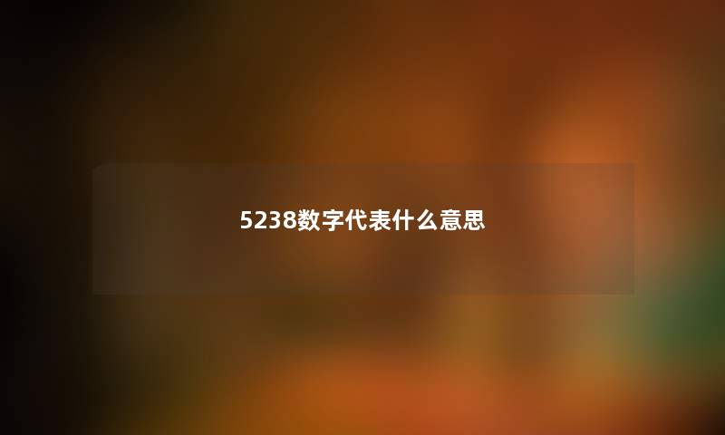 5238数字代表什么意思