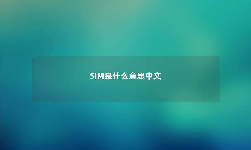 SIM是什么意思中文