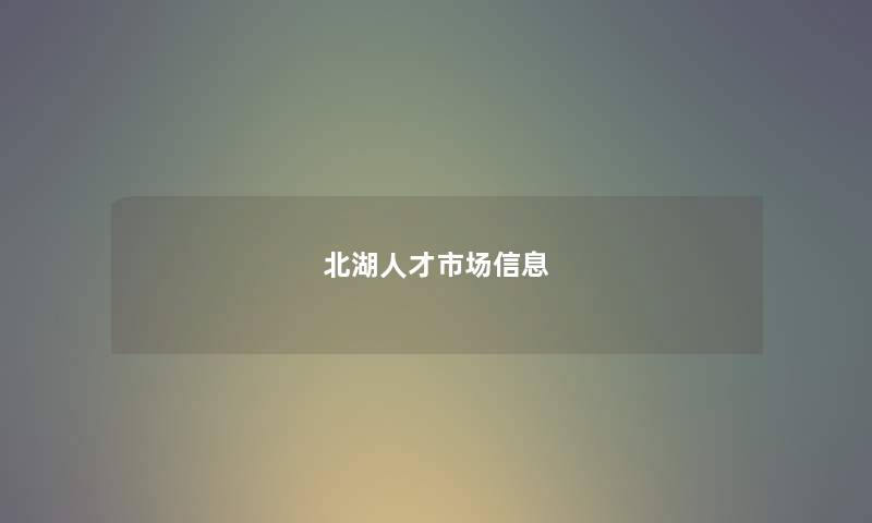 北湖人才市场信息