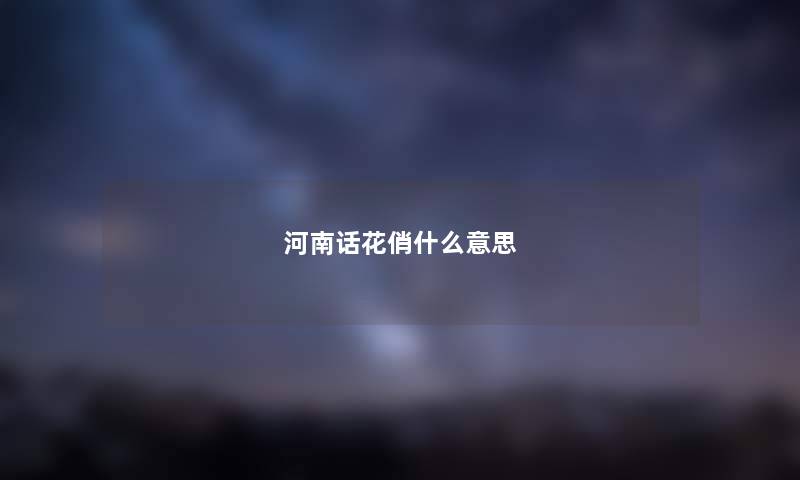 河南话花俏什么意思